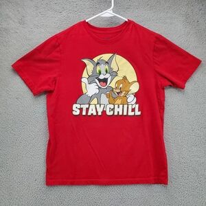 Tom and Jerry Graphic T Shirt Boys XXL Red Stay Chill